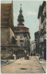 Židovská radnice a část Staronové synagogy v Rabínské ulici