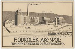 Praha Vysočany Odkolek nový parní mlýn a továrna na chléb