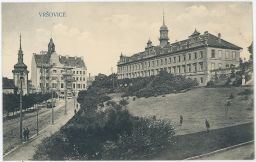 Praha Vršovice Palackého třída a radnice Rangherka 1912