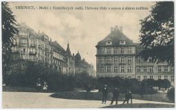 Praha Vršovice Hílkova stará reálka Heroldovy sady 1924