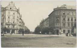 Praha Holešovice Pohled do ulice Čechova Volavkova restaurace