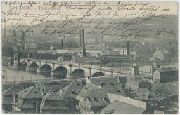 Praha Smíchov Palackého most celkový pohled 1908