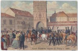 Praha vjezd Pruského vojska do Prahy nakl. Jedlička 1866
