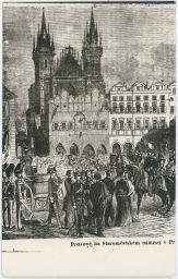 Praha Staroměstské náměstí Prušáci na Rynku 1866 Zikmund Reach