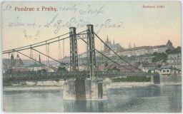 Praha Hradčany Vltava Řetězová Rudolfova lávka 1903