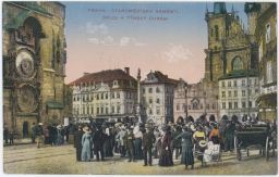 Praha Staroměstské náměstí orloj turisté :-) V.K.K.V. 1919