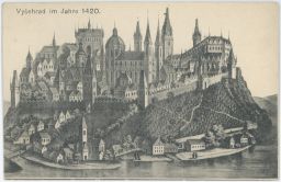 Praha Vyšehrad romantizující veduta 1420