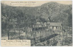 Praha Divoká Šárka restaurace na "Dívčím skoku" A.J. Veselík 1905