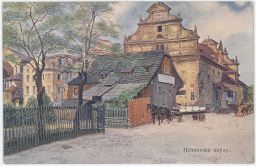 Kubešův mlýn ve skupině Helmovských mlýnů v Klimentské ulici, cca 1915