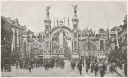 Praha Václavské náměstí brána na uvítání císaře FJI 12. června 1901
