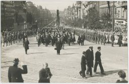 Praha Václavské náměstí poslední cesta prezidenta Osvoboditele TGM 1937