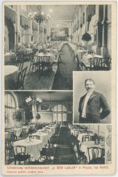 Praha Na Poříčí Schöblova velkorestaurace U bílé labutě 1906