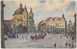 Kroměříž Masarykovo náměstí malíř St. Lolek