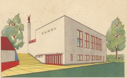 Vizovice - Zemská ovocnářská škola a budova sokolovny cca 1926