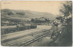 Železnice nádraží nadchod výhybky Stará Paka Jičín 1920