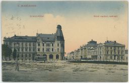 Železnice nové osobní nádraží Grandhotel České Budějovice 1913