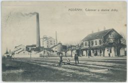 Železnice nádraží cukrovar Praha Modřany 1913