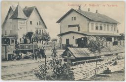 Železnice nádraží lokomotiva restaurace Vlašim Benešov c.k.
