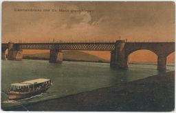 Železnice most Marchegg, Eisenbahnbrücke über die March gegen Ungarn 1915