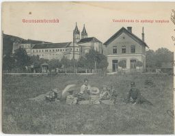 Železnice nádraží Hronský Beňadik Garamszentbenedek Žarnovica p. přednosta s rodinou