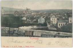 Železnice nádraží most vlak Turnov Semily 1901