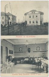 Železnice nádraží kantýna Breitfeld Daněk Slaný 1912