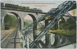 Železnice vlak most tramvaj lanovka Schwebebahn Vohwinkel Elberfeld Barmen 1909