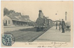 Železnice nádraží lokomotiva vlak Francie Gien Loiret 1904