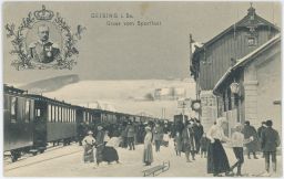 Železnice nádraží sportfest Geising Altenberg Sasko 1910