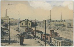 Železnice nádraží skladiště ovoce Louny 1924