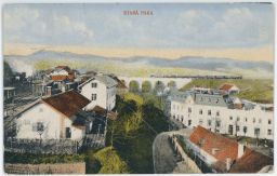 Železnice nádraží viadukt vlak Stará Paka Jičín 1912