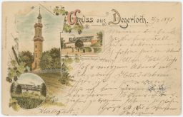 Železnice nádraží most litografie Degerloch Stuttgart 1895