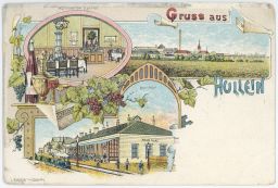 Železnice nádraží restaurace Hulín Gruss aus Hullein Klabusay 1899