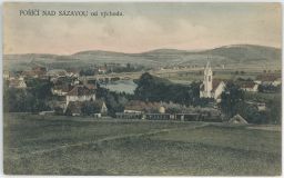 Železnice nádraží vlak Poříčí nad Sázavou Benešov 1923