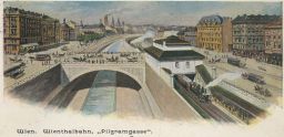Železnice nádraží Wien Wienthalbahn Pilgramgasse 1905