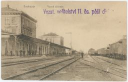 Železnice nádraží Nové Zámky Érsekújvár 1919 vojenské razítko