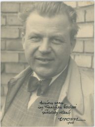 Malíř František Vrobel, portrét 1936 s věnováním