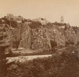Hrad Zvíkov s řekou, polovina stereofotografie