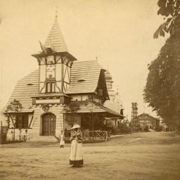Žernosecká vinárna na Jubilejní výstavě v Praze 1891, polovina stereofotografie