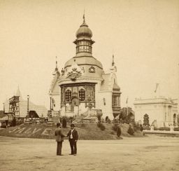 Pavilon knížete Hanavského na Jubilejní výstavě 1891, polovina stereofotografie