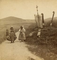 Umrlčí prkna u Prapořiště, návrat z trhu, polovina stereofotografie