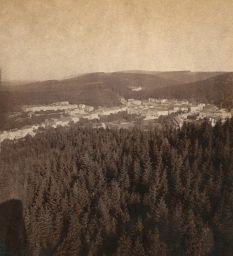 Mariánské Lázně - celkový pohled z Hameliky, polovina stereofotografie