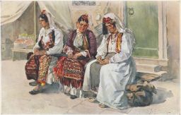 Chorvatsko, žena, kroj, trh u Dubrovníku, barevná