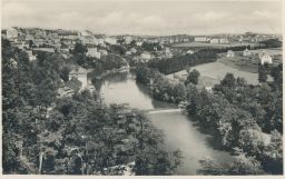 Tábor - real photo - pohled na město s řekou - Feldpost - 1941