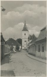 Lomnice nad Lužnicí - real photo - ulice ke kostelu - 20. léta