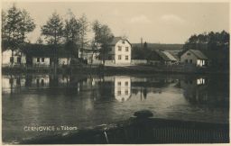 Černovice u Tábora - real photo - partie s rybníkem - 1946