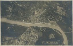 Bratislava Poszony Pressburg letecký pohled z 6.9.1905 z výšky 7 000 m