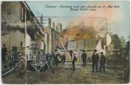 Bratislava Poszony Pressburg Veľký požiar bratislavského Podhradia v roku 1913 s miniaturami