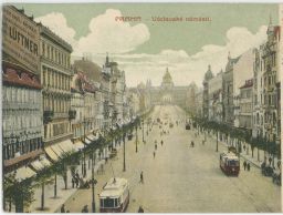 Praha Václavské náměstí velká reklama Lüftner a B.Stýblo