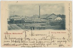 Malacky sklad dřeva lokomotiva Herczeg Pálffy Fürésze 1898